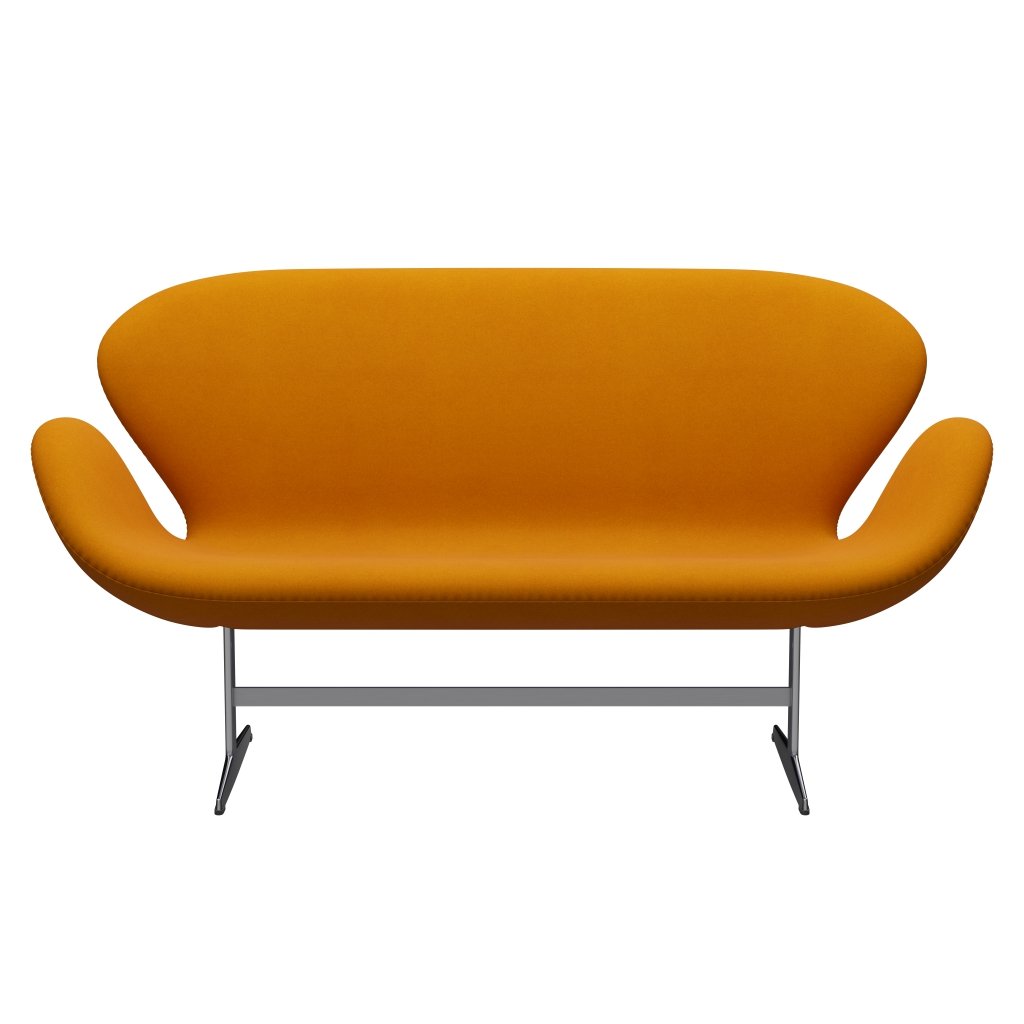 [product_category]-Fritz Hansen Swan Sofa 2 Seater, Satin Brushed Aluminium/Divina Mustard-Fritz Hansen-3321-DIV462-SPAL-FRI-1