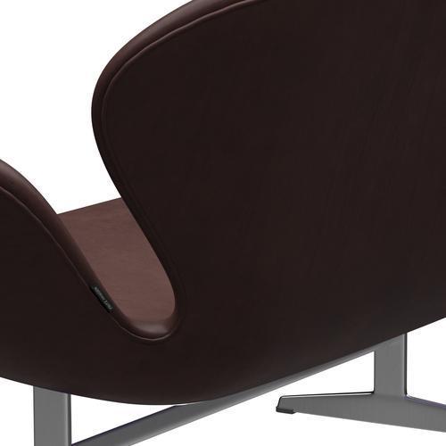 [product_category]-Fritz Hansen Swan Sofa 2 Seater, Satin Brushed Aluminium/Embrace Chocolate-Fritz Hansen-3321-SECHOC-SPAL-FRI-5