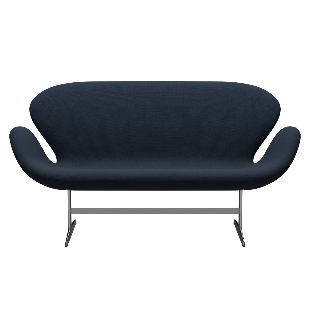 [product_category]-Fritz Hansen Swan Sofa 2 Seater, Satin Brushed Aluminium/Fame Blue Anthracite-Fritz Hansen-3321-F60017-SPAL-FRI-1