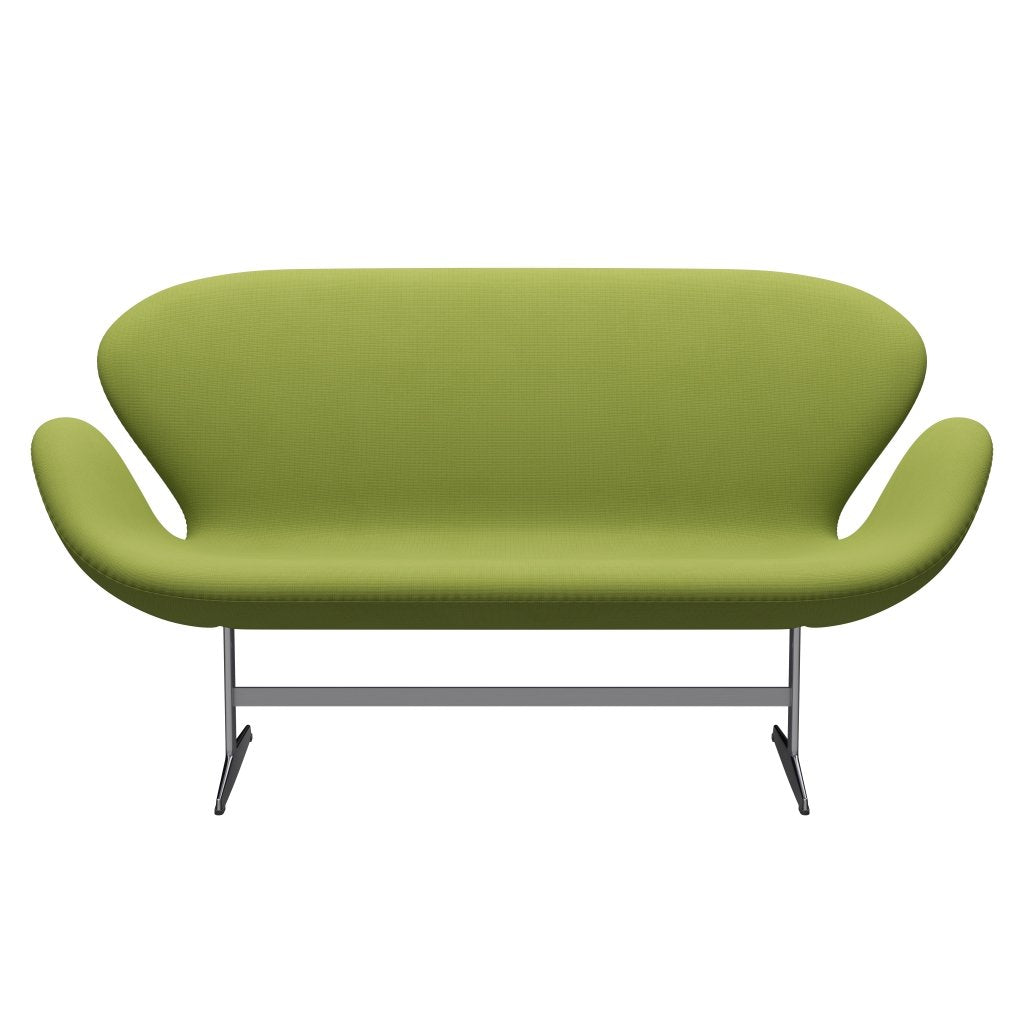 [product_category]-Fritz Hansen Swan Sofa 2 Seater, Satin Brushed Aluminium/Fame Light Grass Green-Fritz Hansen-3321-F68145-SPAL-FRI-1