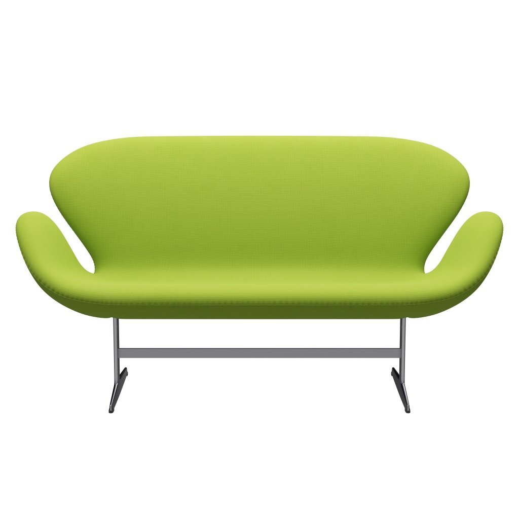 [product_category]-Fritz Hansen Swan Sofa 2 Seater, Satin Brushed Aluminium/Fame Neon Green-Fritz Hansen-3321-F68144-SPAL-FRI-1