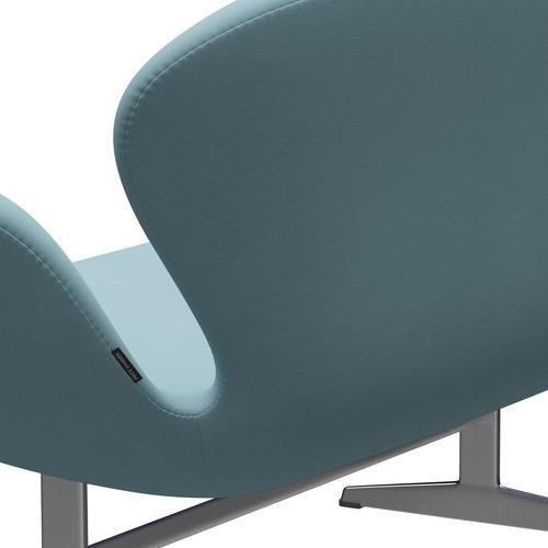 [product_category]-Fritz Hansen Swan Sofa 2 Seater, Satin Brushed Aluminium/Fame Turquoise Light-Fritz Hansen-3321-F67068-SPAL-FRI-5