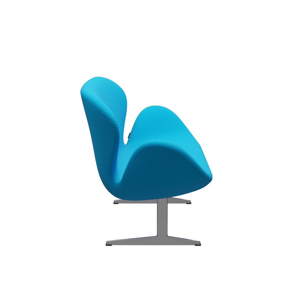 [product_category]-Fritz Hansen Swan Sofa 2 Seater, Satin Brushed Aluminium/Fame Warm Turquoise-Fritz Hansen-3321-F66133-SPAL-FRI-3