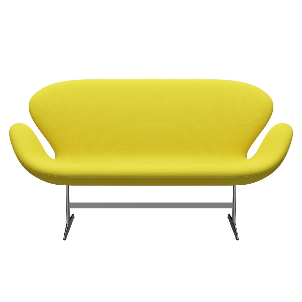 [product_category]-Fritz Hansen Swan Sofa 2 Seater, Satin Brushed Aluminium/Fame Yellow-Fritz Hansen-3321-F62067-SPAL-FRI-1