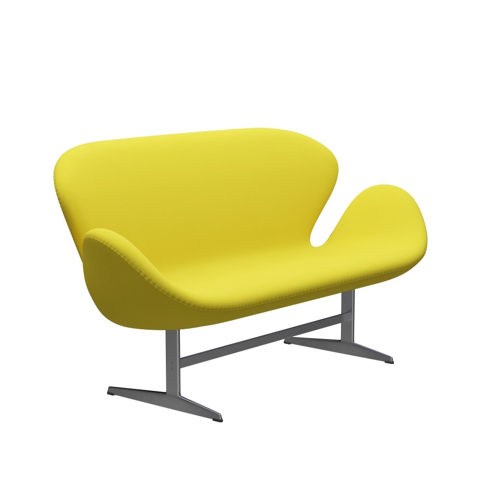 [product_category]-Fritz Hansen Swan Sofa 2 Seater, Satin Brushed Aluminium/Fame Yellow-Fritz Hansen-3321-F62067-SPAL-FRI-2