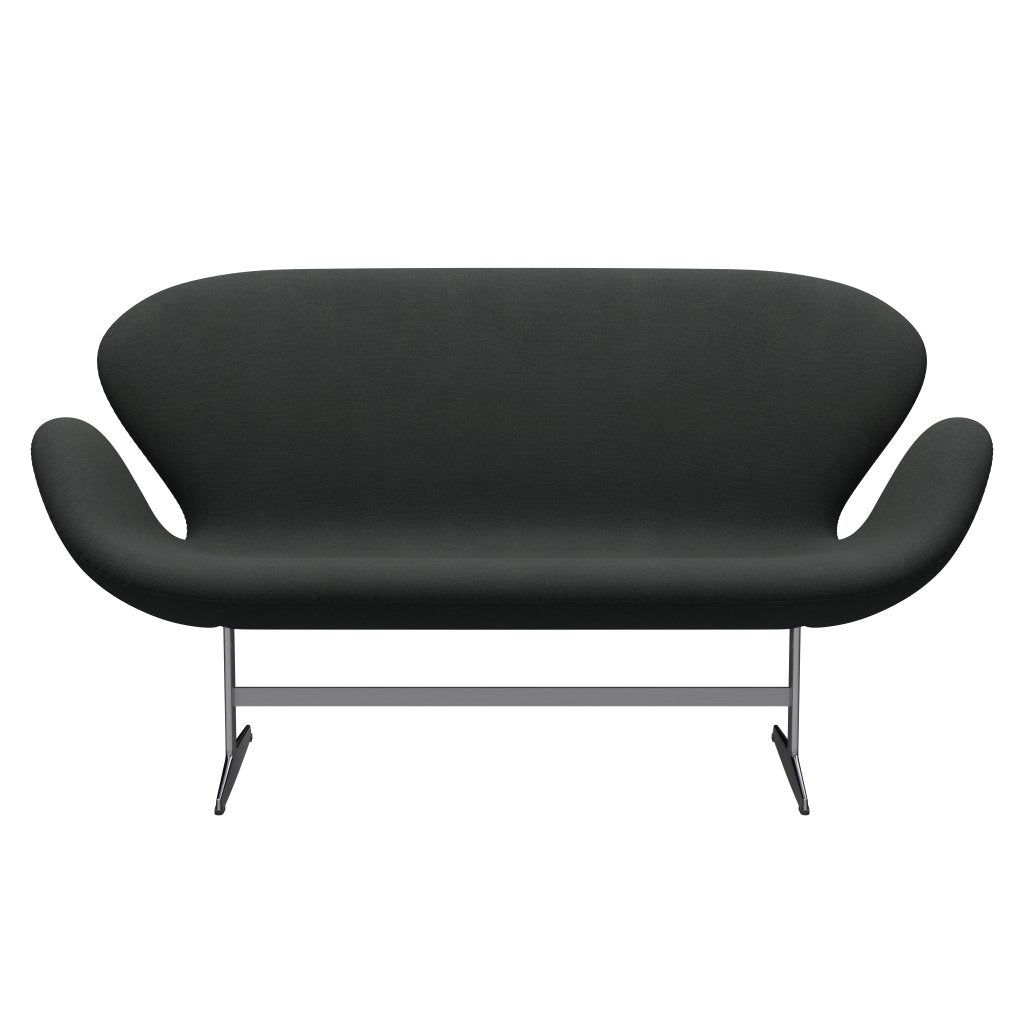 [product_category]-Fritz Hansen Swan Sofa 2 Seater, Satin Brushed Aluminium/Fiord Charcoal Grey-Fritz Hansen-3321-FIO382-SPAL-FRI-1