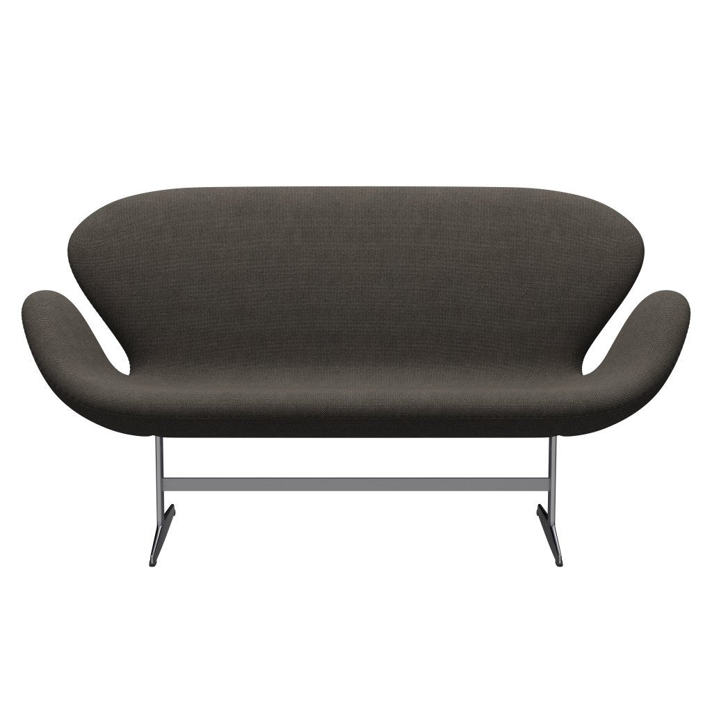 [product_category]-Fritz Hansen Swan Sofa 2 Seater, Satin Brushed Aluminium/Hallingdal Charcoal Light-Fritz Hansen-3321-HAL153-SPAL-FRI-1