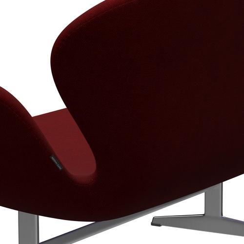 [product_category]-Fritz Hansen Swan Sofa 2 Seater, Satin Brushed Aluminium/Hallingdal Dark Red-Fritz Hansen-3321-HAL687-SPAL-FRI-5