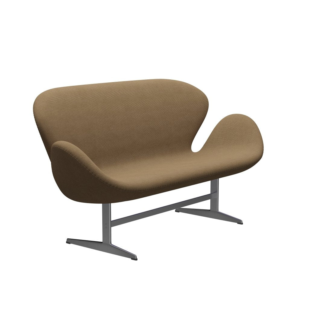 [product_category]-Fritz Hansen Swan Sofa 2 Seater, Satin Brushed Aluminium/Hallingdal Light Brown-Fritz Hansen-3321-HAL224-SPAL-FRI-2