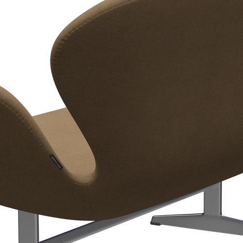 [product_category]-Fritz Hansen Swan Sofa 2 Seater, Satin Brushed Aluminium/Hallingdal Light Brown-Fritz Hansen-3321-HAL224-SPAL-FRI-5