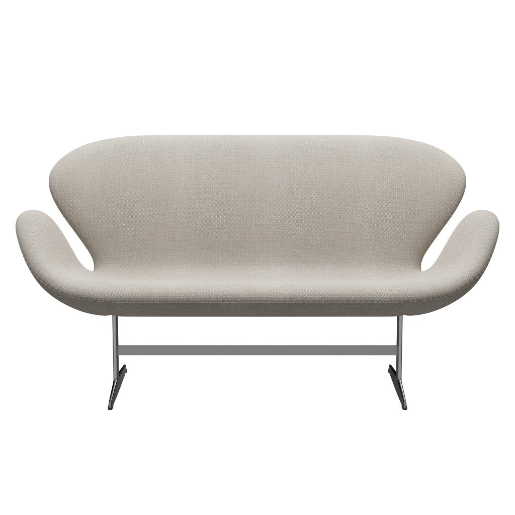 [product_category]-Fritz Hansen Swan Sofa 2 Seater, Satin Brushed Aluminium/Hallingdal Light Grey (103)-Fritz Hansen-3321-HAL103-SPAL-FRI-1