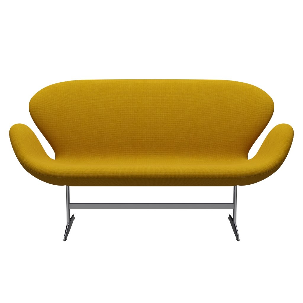 [product_category]-Fritz Hansen Swan Sofa 2 Seater, Satin Brushed Aluminium/Hallingdal Mustard-Fritz Hansen-3321-HAL457-SPAL-FRI-1