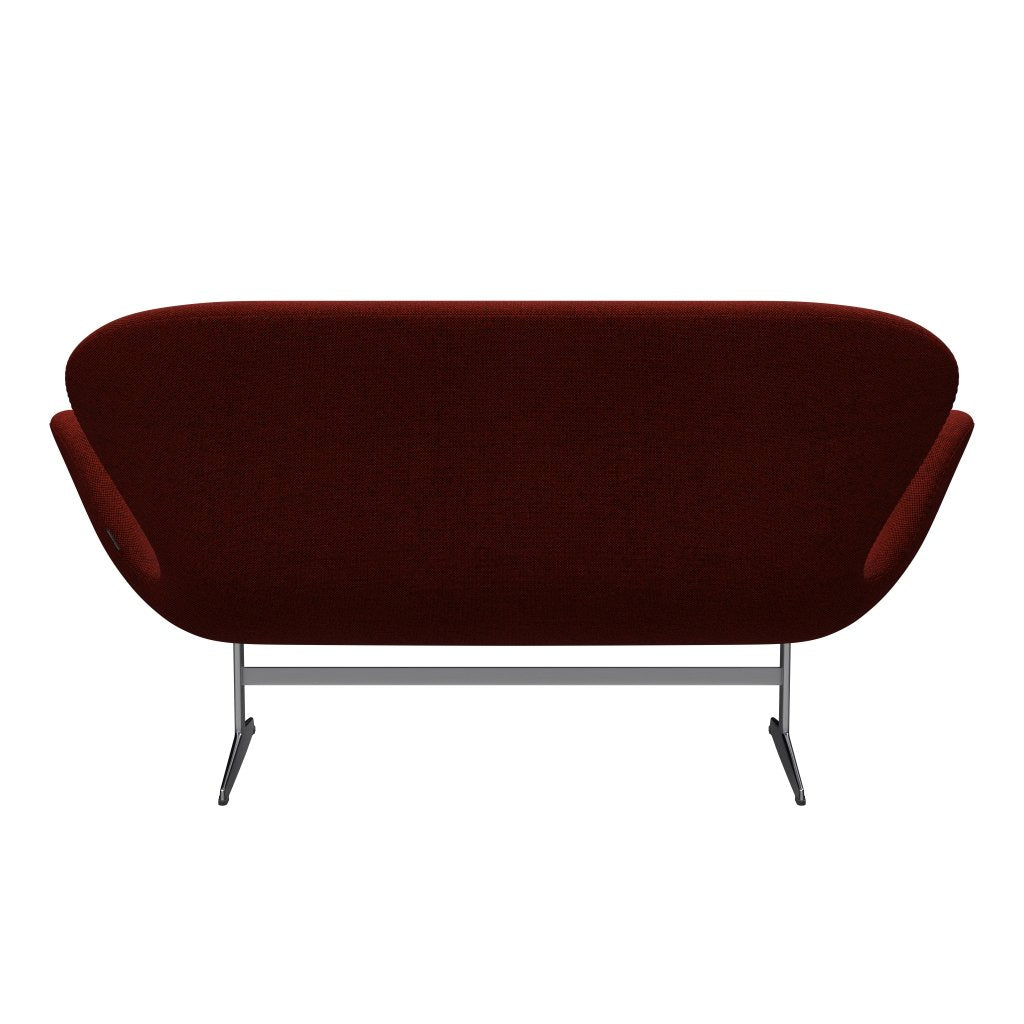 [product_category]-Fritz Hansen Swan Sofa 2 Seater, Satin Brushed Aluminium/Hallingdal Red/Black-Fritz Hansen-3321-HAL596-SPAL-FRI-4