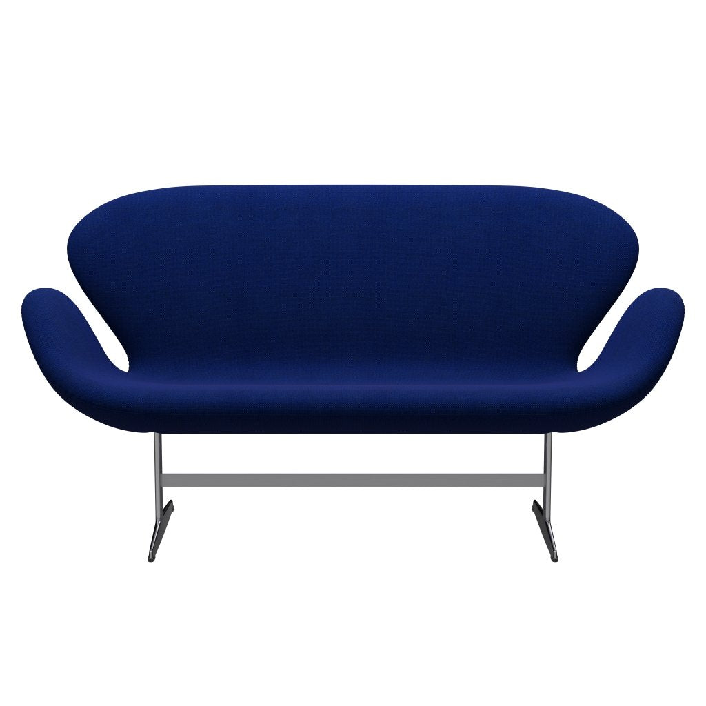 Fritz Hansen Swan Sofa 2 -sæder, satin børstet aluminium/Hallingdal havblå