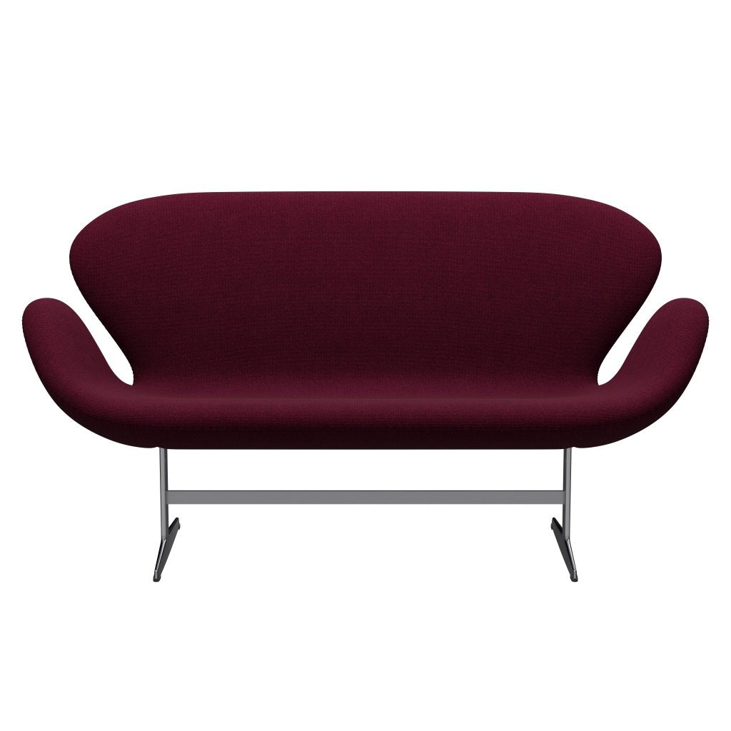 Fritz Hansen Swan Sofa 2 Seater, Satin Brushed Aluminium/Hallingdal Wine Red/Violet