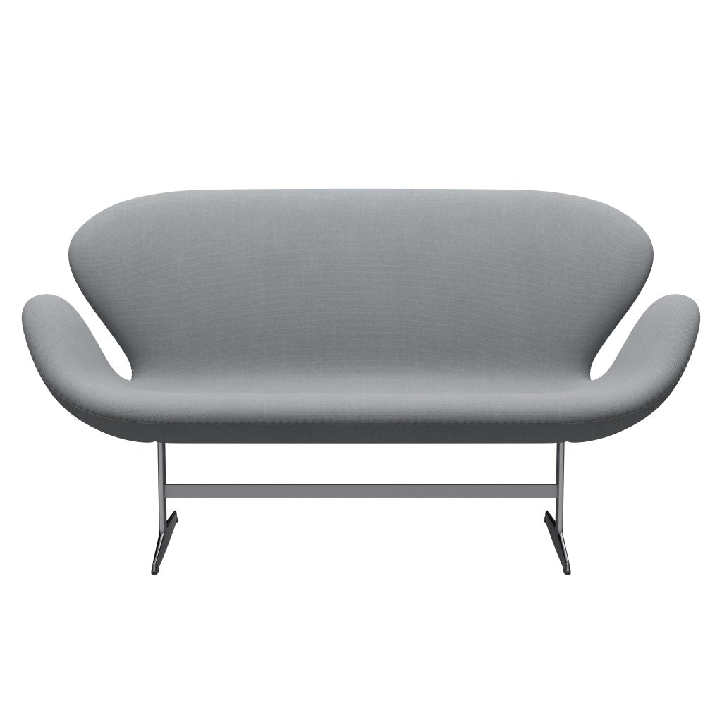 [product_category]-Fritz Hansen Swan Sofa 2 Seater, Satin Brushed Aluminium/Steelcut Light Grey-Fritz Hansen-3321-STI140-SPAL-FRI-1