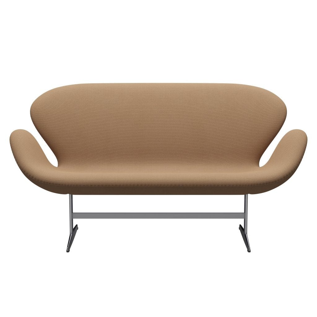 [product_category]-Fritz Hansen Swan Sofa 2 Seater, Satin Brushed Aluminium/Steelcut Sand Dark/Beige-Fritz Hansen-3321-STI255-SPAL-FRI-1