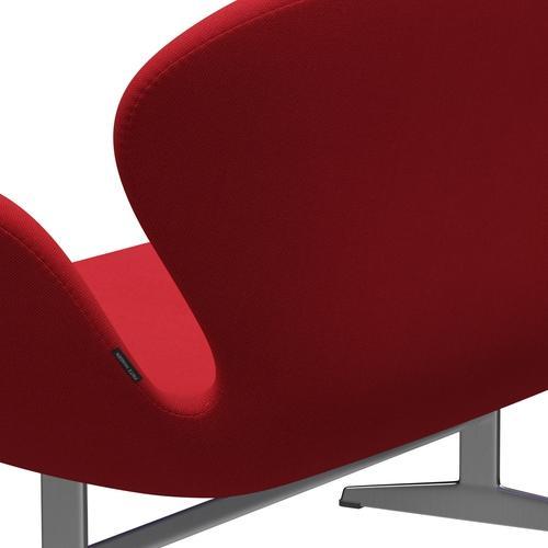 Fritz Hansen Swan Sofa 2 Seater, Satin Brushed Aluminium/Steelcut Trio Light Red