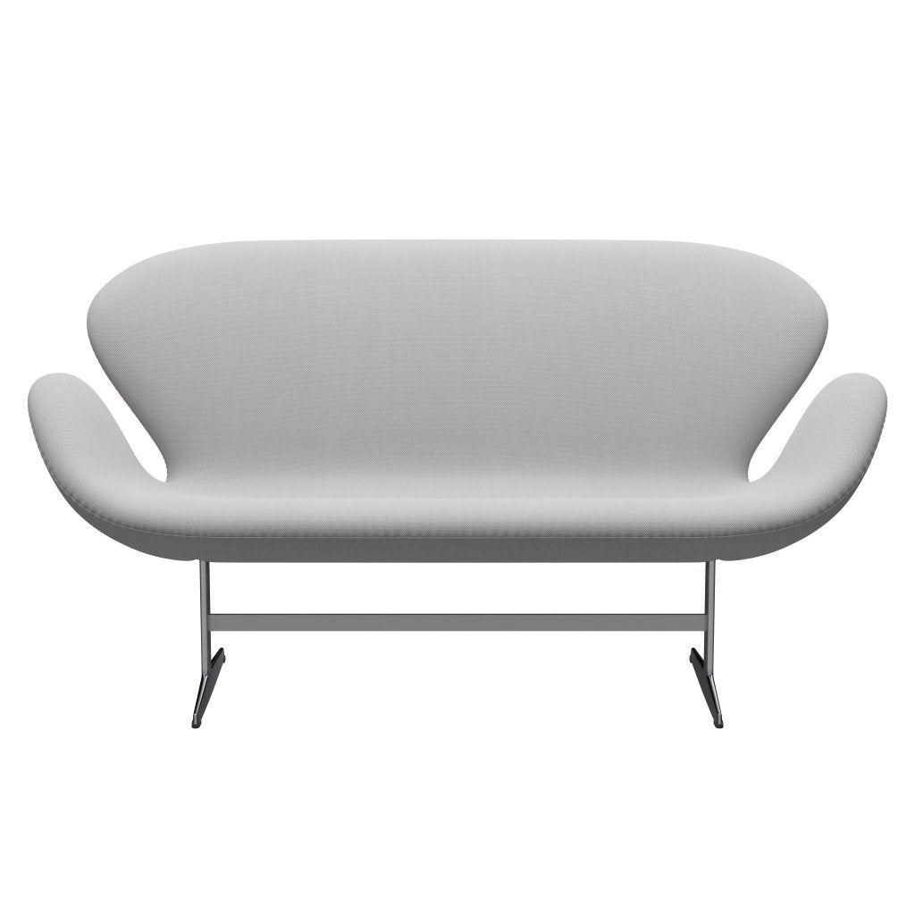 Fritz Hansen Swan Sofa 2 -Sitzer, Satin gebürstete Aluminium/Stahlbecher Trio Weiß und Hellgrau