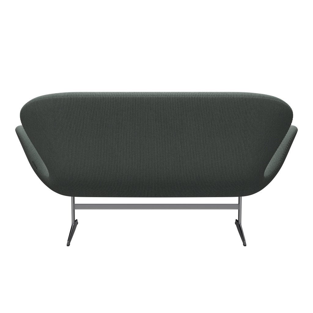 [product_category]-Fritz Hansen Swan Sofa 2 Seater, Satin Brushed Aluminium/Steelcut Trio White/Dark Green-Fritz Hansen-3321-STR916-SPAL-FRI-4