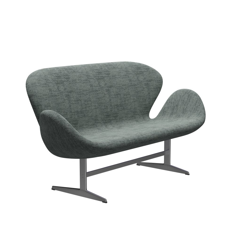 [product_category]-Fritz Hansen Swan Sofa 2 Seater, Satin Brushed Aluminium/Sunniva Black/White-Fritz Hansen-3321-SV163-SPAL-FRI-1