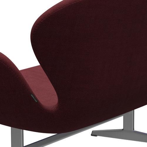 [product_category]-Fritz Hansen Swan Sofa 2 Seater, Satin Brushed Aluminium/Sunniva Burgundy-Fritz Hansen-3321-SV662-SPAL-FRI-5