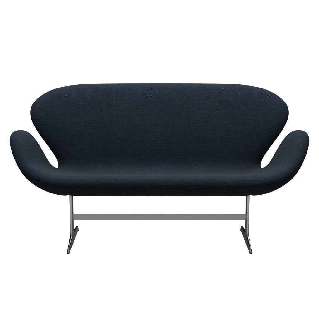 [product_category]-Fritz Hansen Swan Sofa 2 Seater, Satin Brushed Aluminium/Sunniva Dark Blue-Fritz Hansen-3321-SV192-SPAL-FRI-1