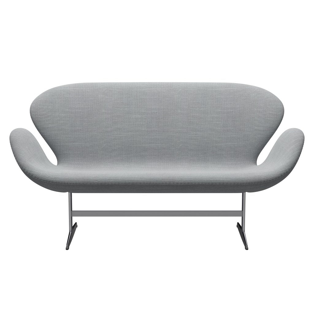 [product_category]-Fritz Hansen Swan Sofa 2 Seater, Satin Brushed Aluminium/Sunniva Light Grey/Light Blue-Fritz Hansen-3321-SV133-SPAL-FRI-1