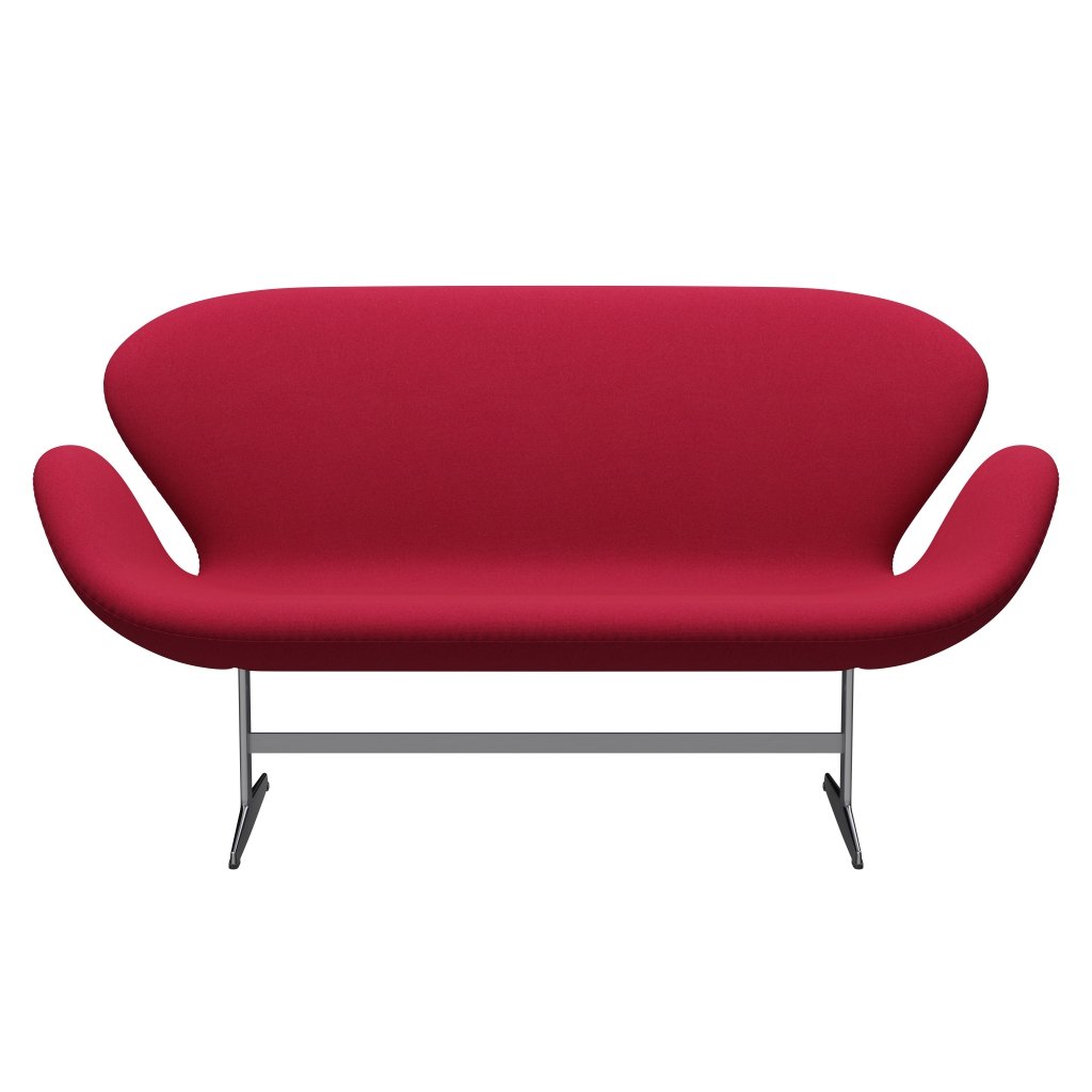 [product_category]-Fritz Hansen Swan Sofa 2 Seater, Satin Brushed Aluminium/Tonus Cherry-Fritz Hansen-3321-TON654-SPAL-FRI-1