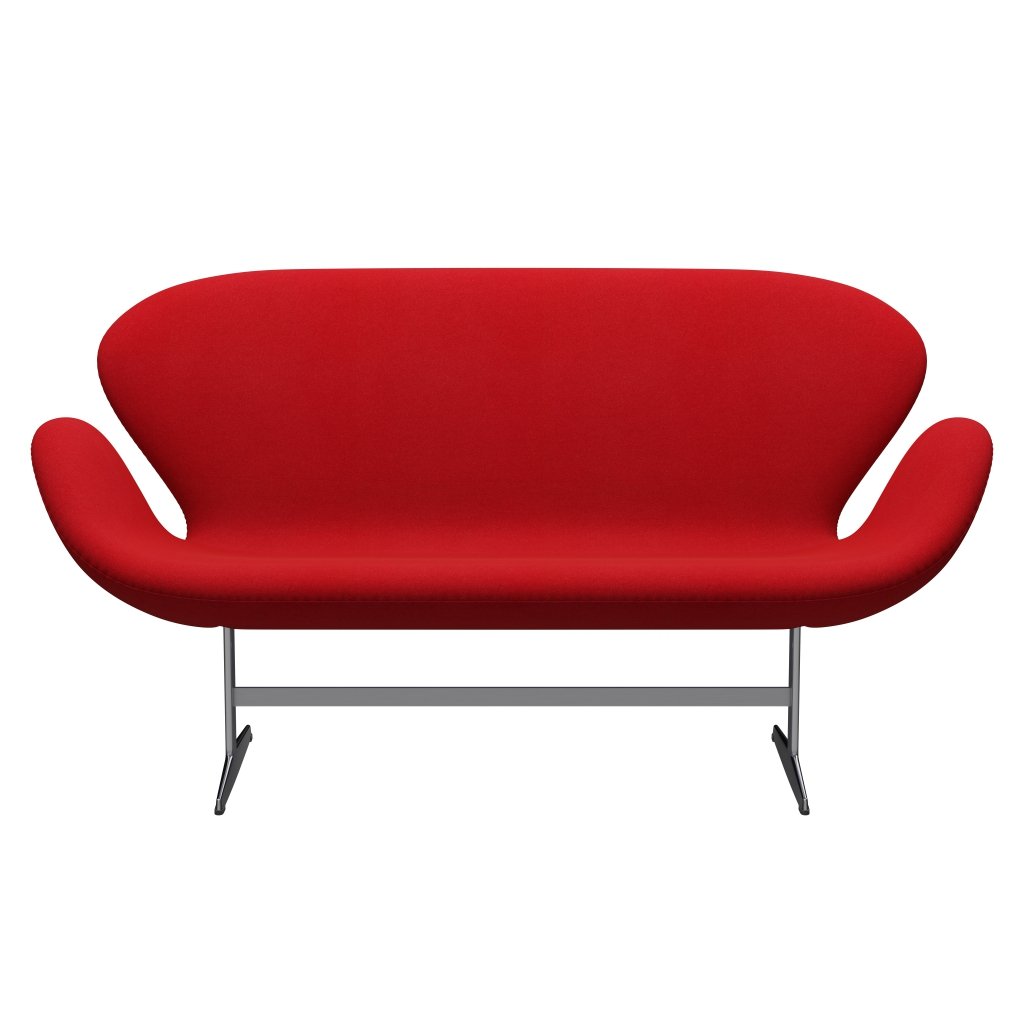 [product_category]-Fritz Hansen Swan Sofa 2 Seater, Satin Brushed Aluminium/Tonus Red-Fritz Hansen-3321-TON130-SPAL-FRI-1