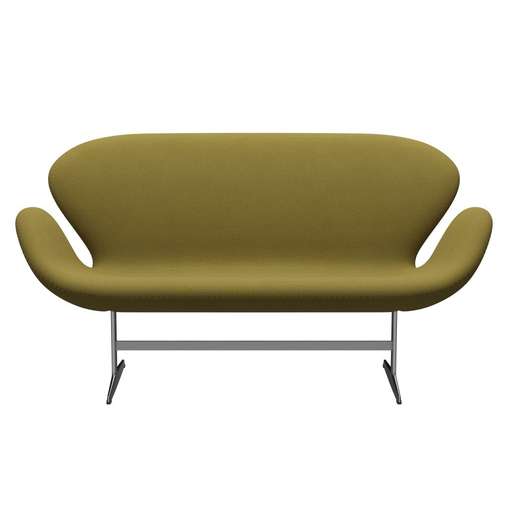 Fritz Hansen Swan Sofa 2 Seater, Satin Brushed Aluminum/Diablo Autumn Green