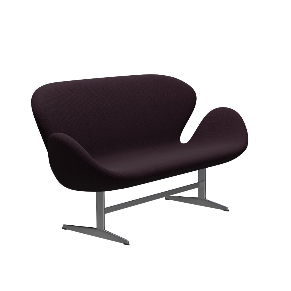 [product_category]-Fritz Hansen Swan Sofa 2 Seater, Satin Brushed Aluminum/Diablo Plum-Fritz Hansen-3321-DIA301-SPAL-FRI-2