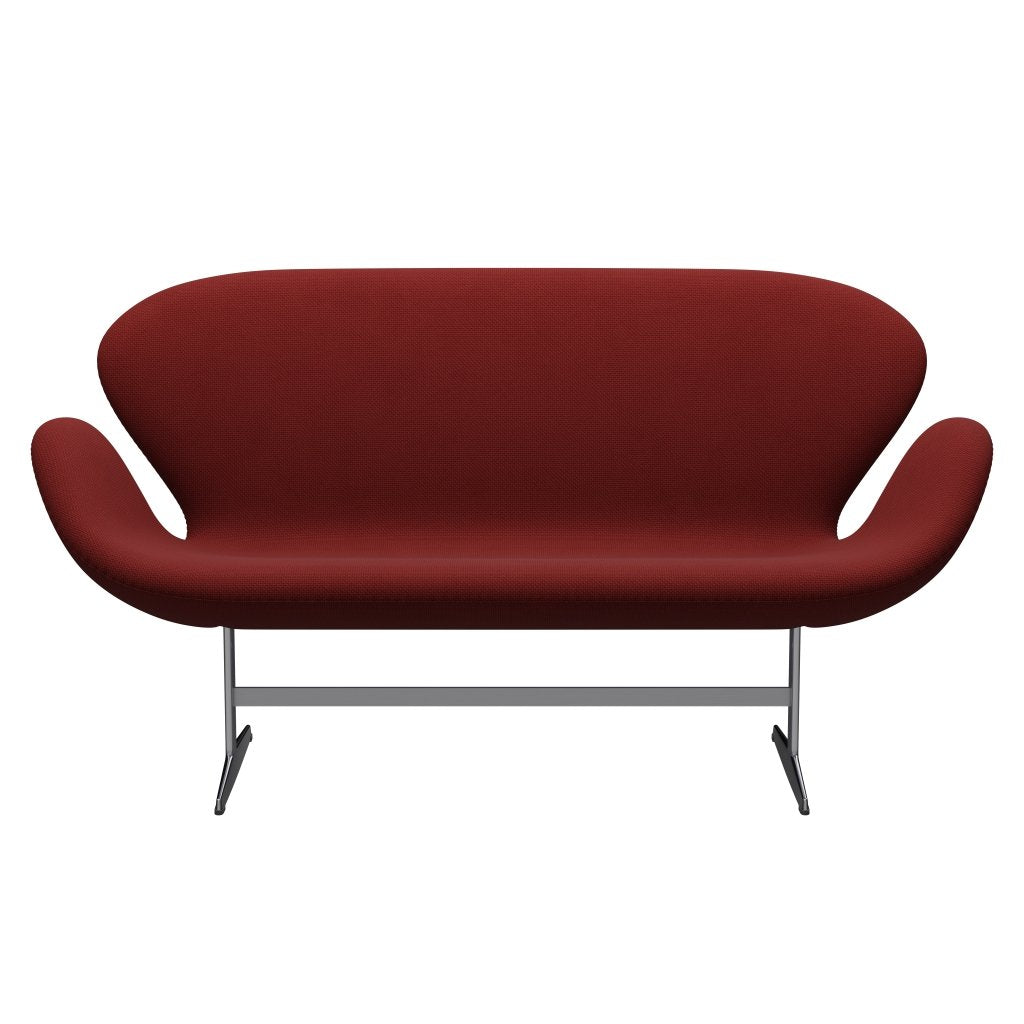 [product_category]-Fritz Hansen Swan Sofa 2 Seater, Satin Brushed Aluminum/Diablo Wine Red-Fritz Hansen-3321-DIA302-SPAL-FRI-1