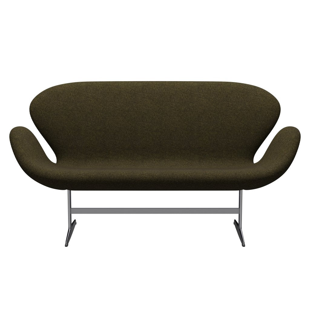 [product_category]-Fritz Hansen Swan Sofa 2 Seater, Satin Brushed Aluminum/Divina Melange Dusty Olive-Fritz Hansen-3321-DIM467-SPAL-FRI-1