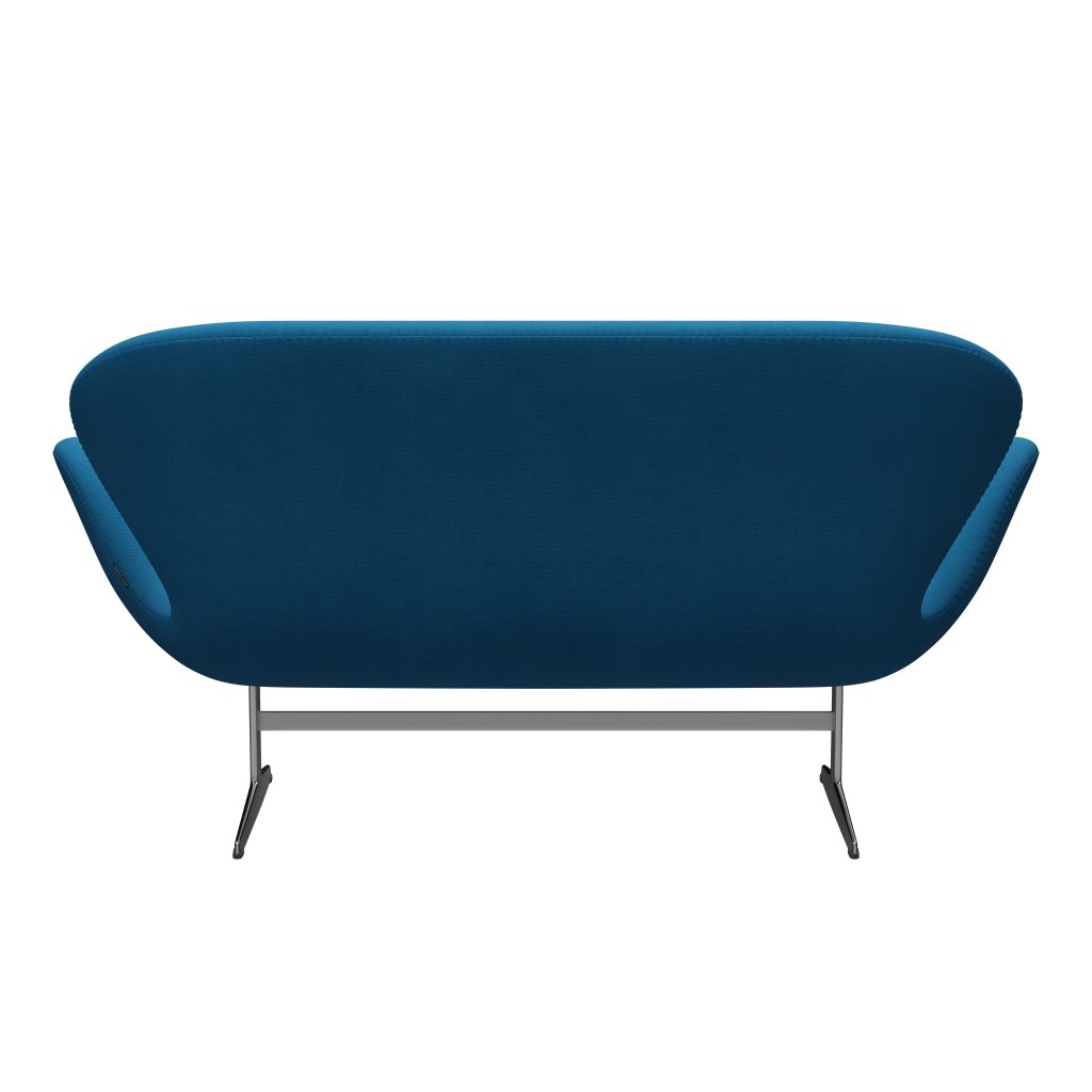 Fritz Hansen Swan Sofa 2 sæder, satin børstet aluminium/stålcut turkis/hav