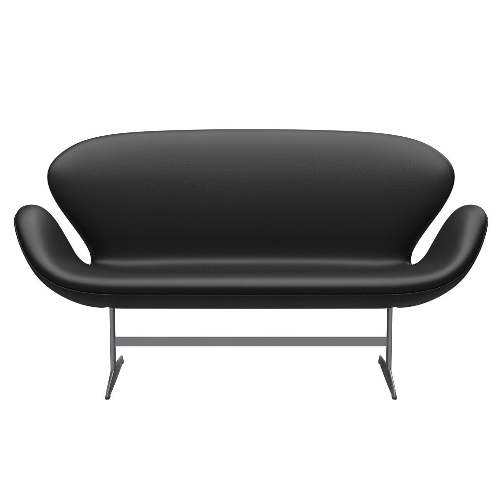 [product_category]-Fritz Hansen Swan Sofa 2 Seater, Silver Grey/Aura Black-Fritz Hansen-3321-CLBLA-SGBASE-FRI-1