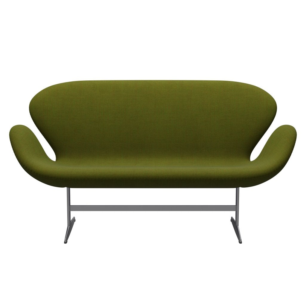 [product_category]-Fritz Hansen Swan Sofa 2 Seater, Silver Grey/Canvas Light Grass Green-Fritz Hansen-3321-CA0954-SGBASE-FRI-1