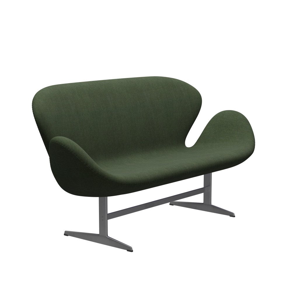 [product_category]-Fritz Hansen Swan Sofa 2 Seater, Silver Grey/Canvas Light Green/Blue-Fritz Hansen-3321-CA0974-SGBASE-FRI-2