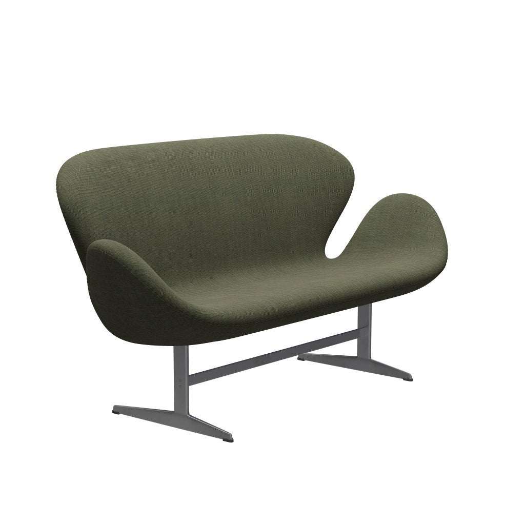 [product_category]-Fritz Hansen Swan Sofa 2 Seater, Silver Grey/Canvas Moss Green-Fritz Hansen-3321-CA0926-SGBASE-FRI-2