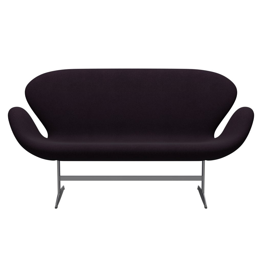 [product_category]-Fritz Hansen Swan Sofa 2 Seater, Silver Grey/Divina Aubergine (376)-Fritz Hansen-3321-DIV376-SGBASE-FRI-1