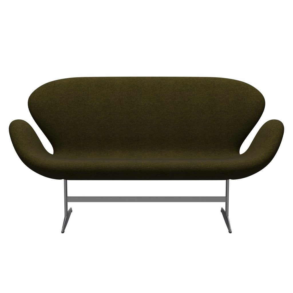 [product_category]-Fritz Hansen Swan Sofa 2 Seater, Silver Grey/Divina Melange Olive Dark-Fritz Hansen-3321-DIM471-SGBASE-FRI-1