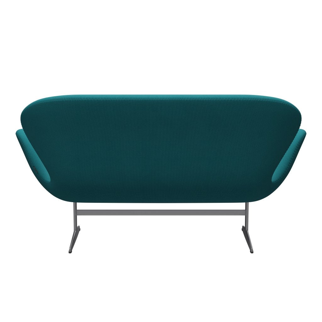 [product_category]-Fritz Hansen Swan Sofa 2 Seater, Silver Grey/Fame Green Turquoise-Fritz Hansen-3321-F67067-SGBASE-FRI-4