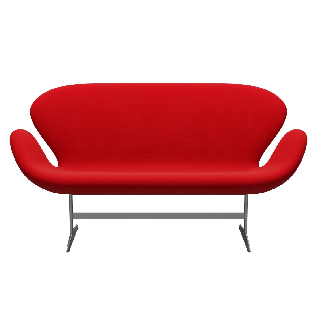 [product_category]-Fritz Hansen Swan Sofa 2 Seater, Silver Grey/Fame Red (64119)-Fritz Hansen-3321-F64119-SGBASE-FRI-1