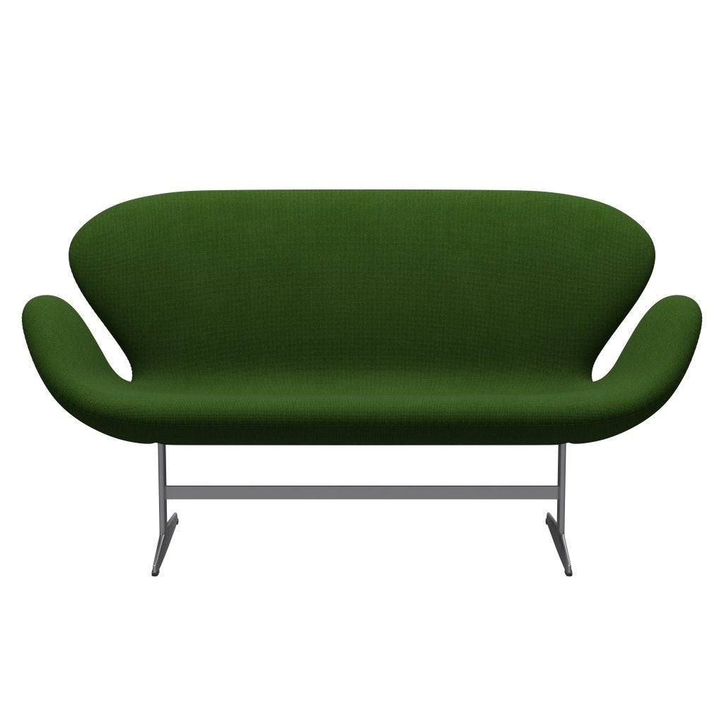 Fritz Hansen Swan Sofa 2 -sæder, sølvgrå/Hallingdal græsgrøn