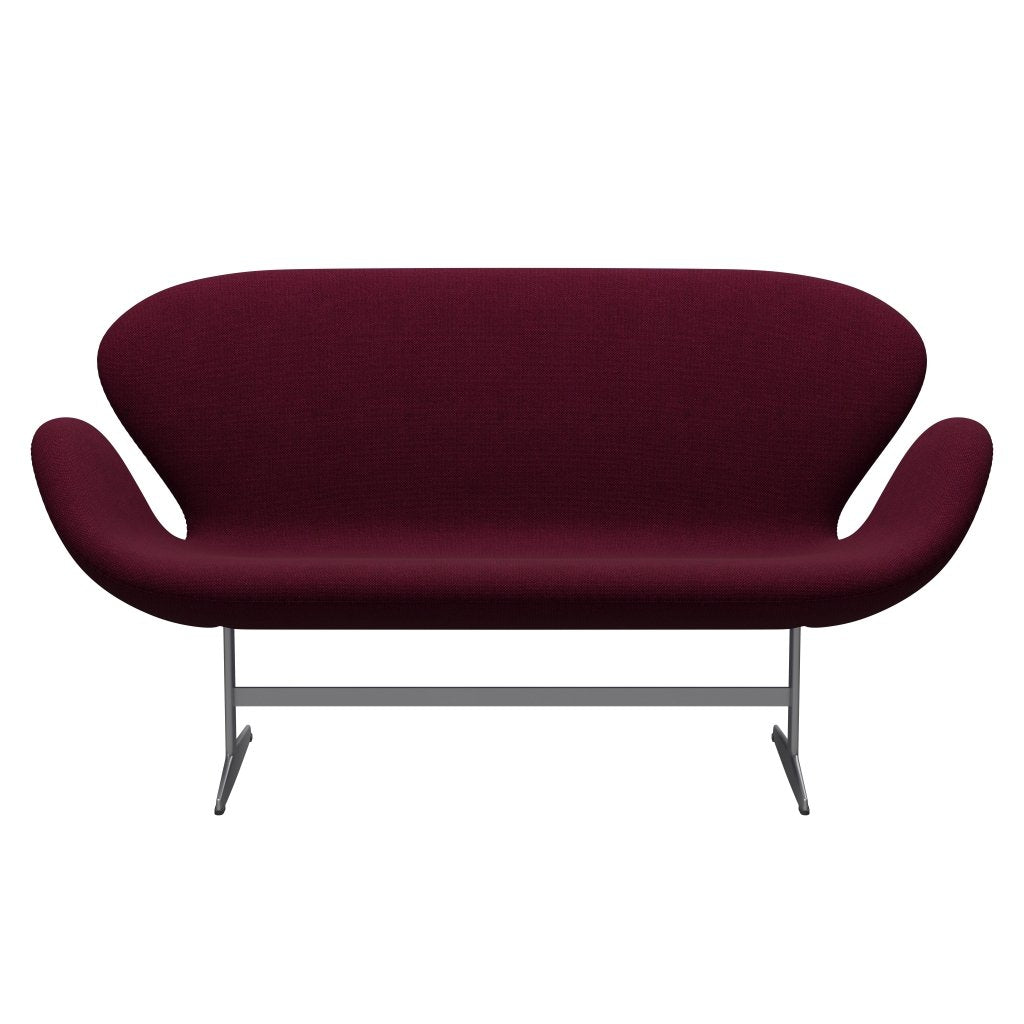 Fritz Hansen Swan Sofa 2 Sitzer, Silbergrau/Hallingdal Wein Rot/Violett