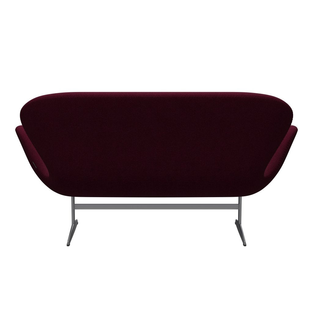 Fritz Hansen Swan Sofa 2 Seater, Silver Grey/Hallingdal Wine Red/Violet