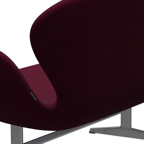 Fritz Hansen Swan Sofa 2 Seater, Silver Grey/Hallingdal Wine Red/Violet