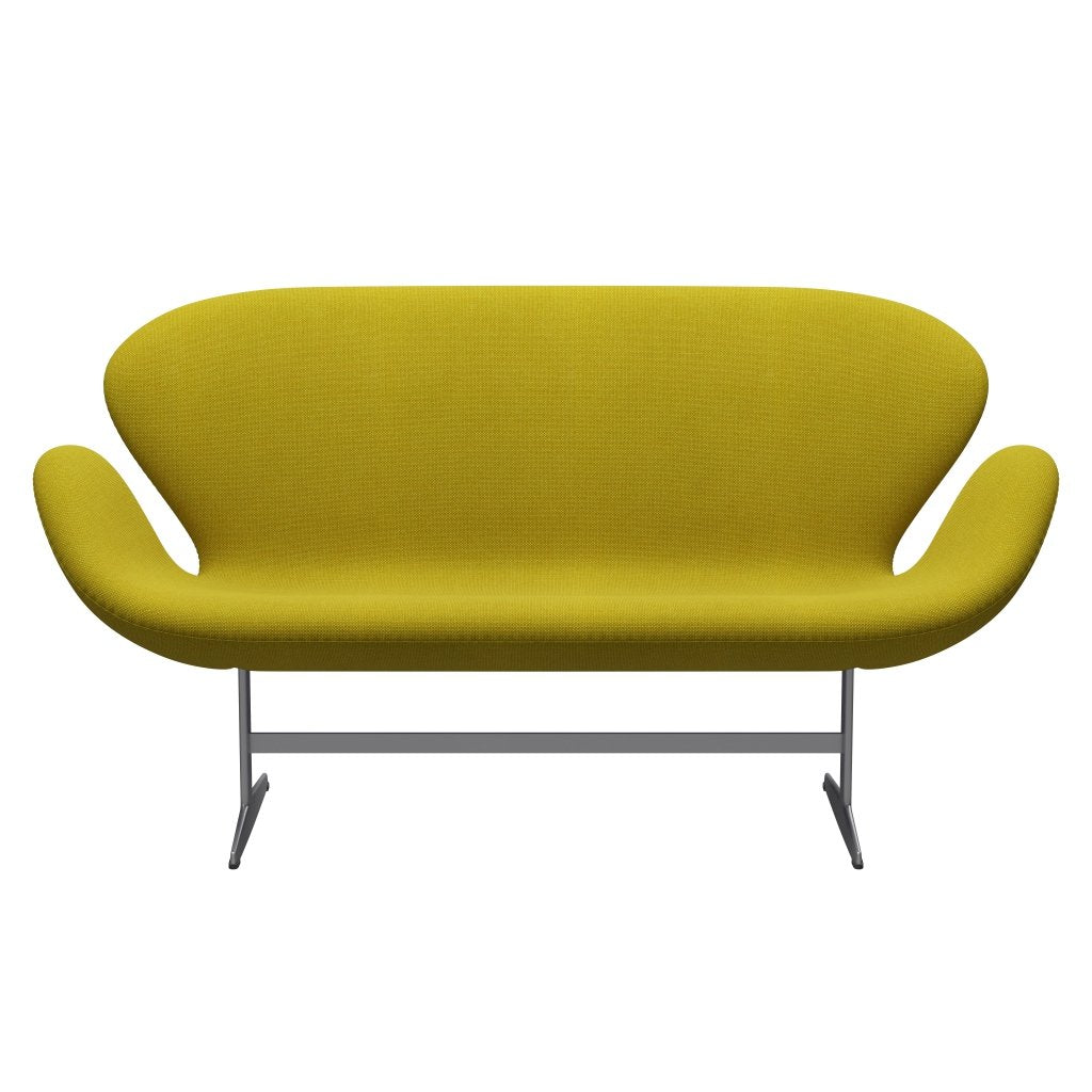 [product_category]-Fritz Hansen Swan Sofa 2 Seater, Silver Grey/Hallingdal Yellow/Green-Fritz Hansen-3321-HAL420-SGBASE-FRI-1