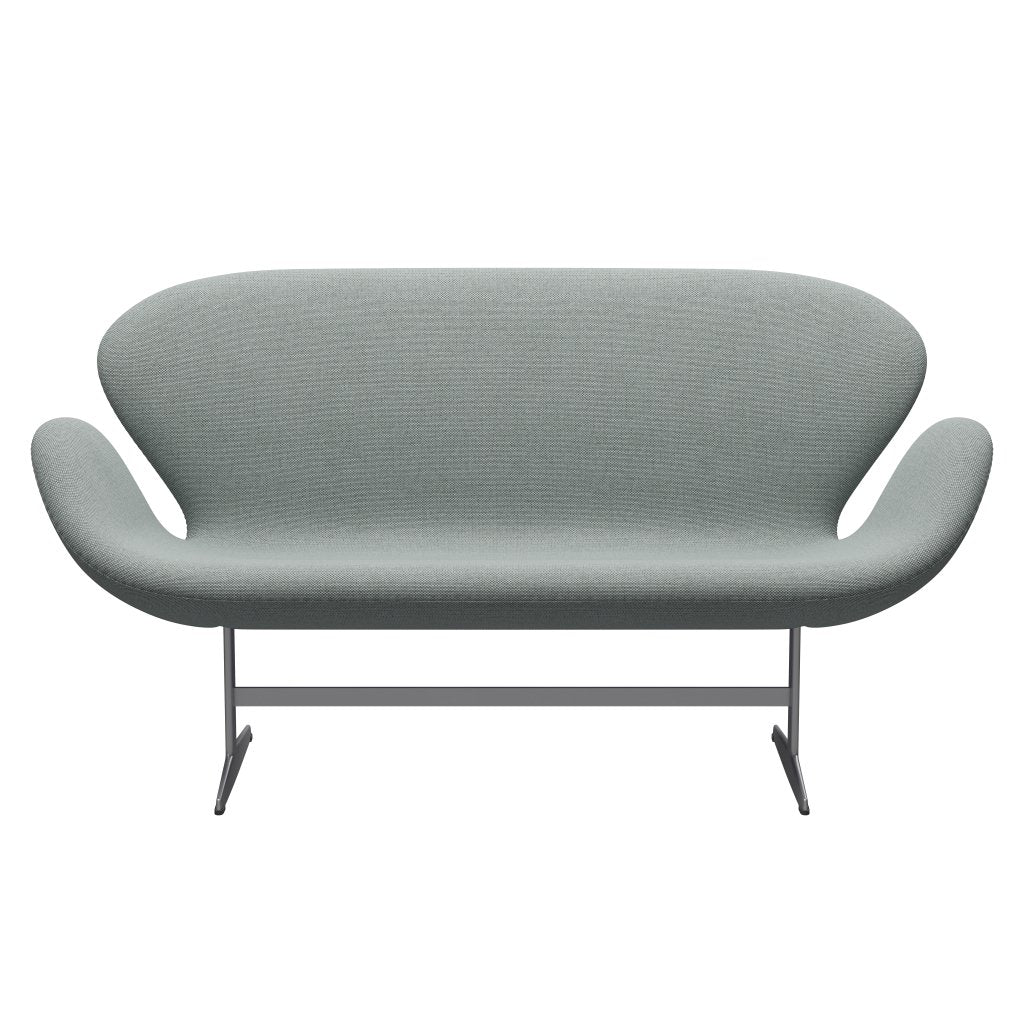 Fritz Hansen Swan Sofa 2 Seater, Silver Grey/Re Wool Pale Aqua