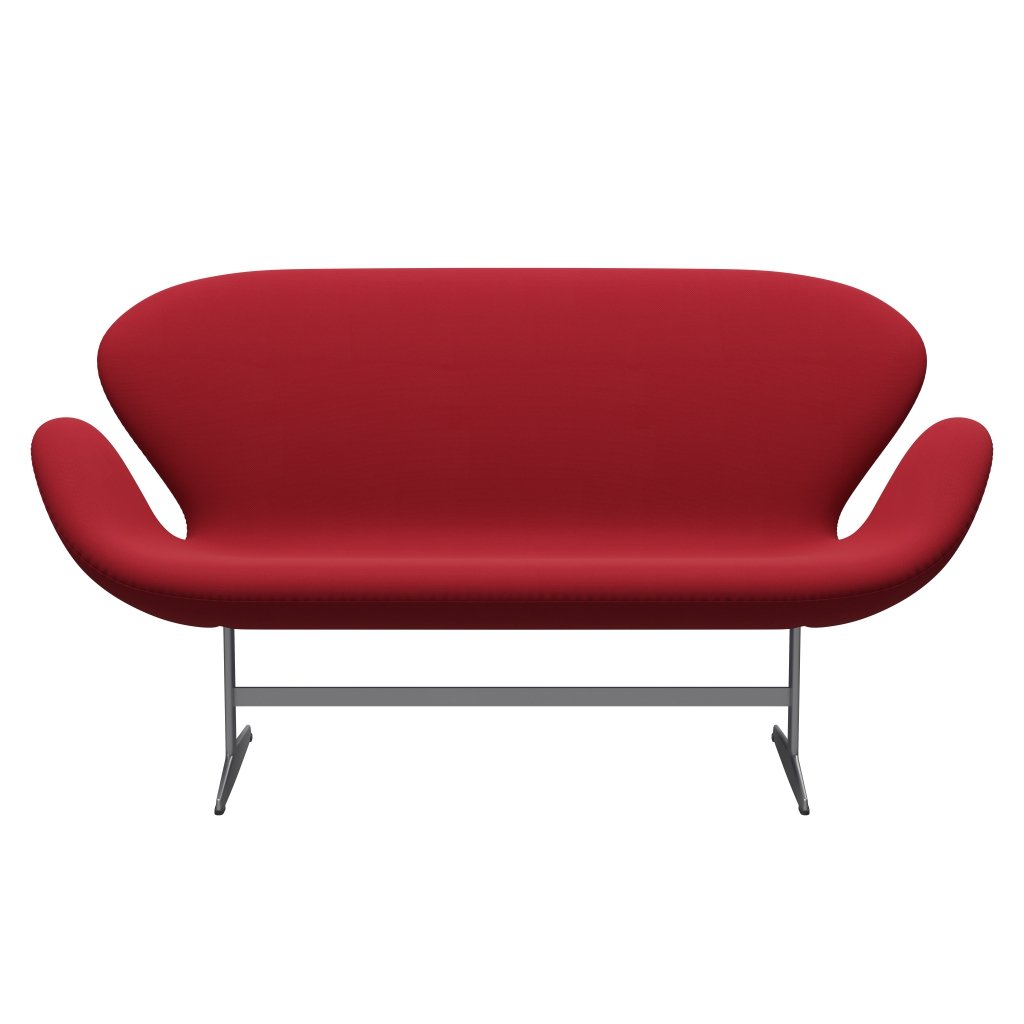 [product_category]-Fritz Hansen Swan Sofa 2 Seater, Silver Grey/Steelcut Standard/Light Dark Red-Fritz Hansen-3321-STI635-SGBASE-FRI-1